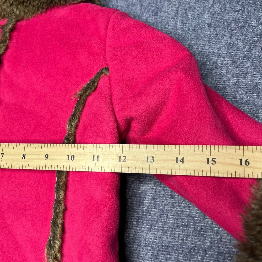 The Childrens Place Hot Pink Faux Suede‎ Fur Trimmed Winter Coat Jacket Size 4T
